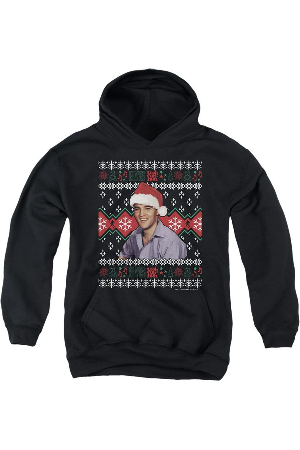 

Толстовка с капюшоном «Elvis Ugly Christmas» с короткими рукавами для молодежи Gildan, черный