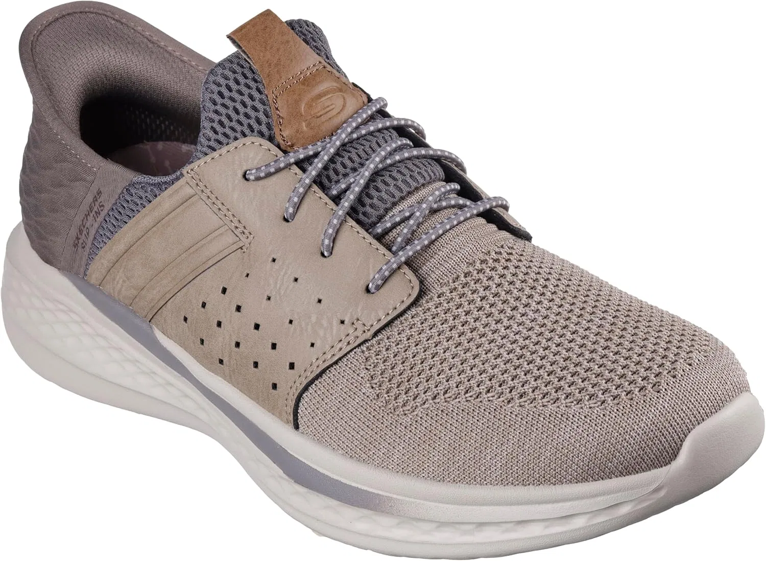 Мужские вязаные слипоны Skechers Slade Ocon 210811 с ​​эластичным шнурком, Beige — фото 3
