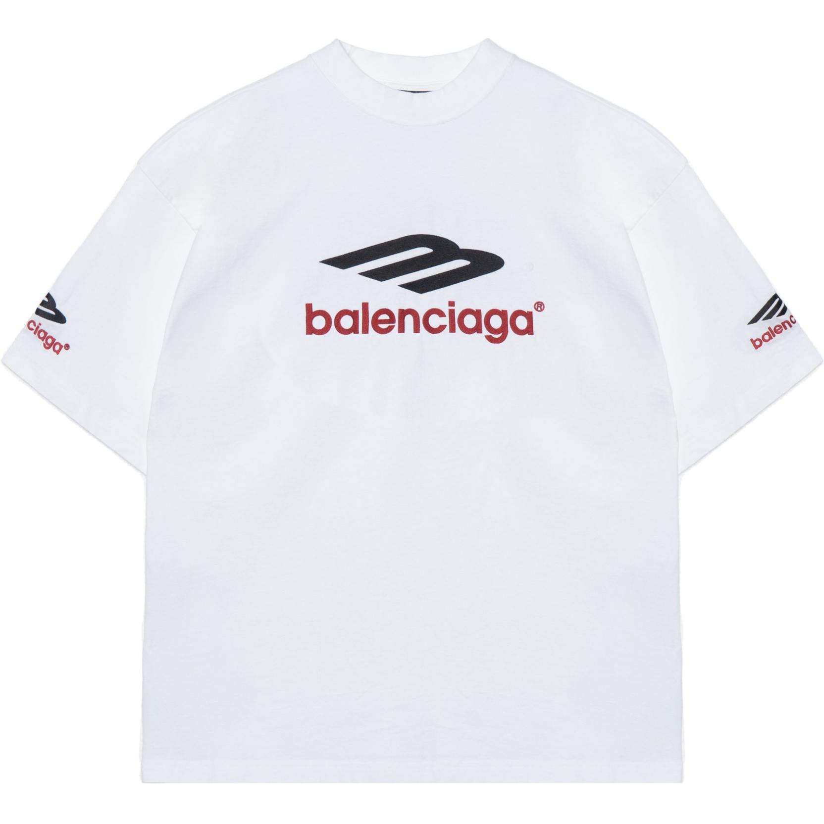 3B Спортивная икона Футболка Свободный крой Унисекс Белый Balenciaga — фото 3