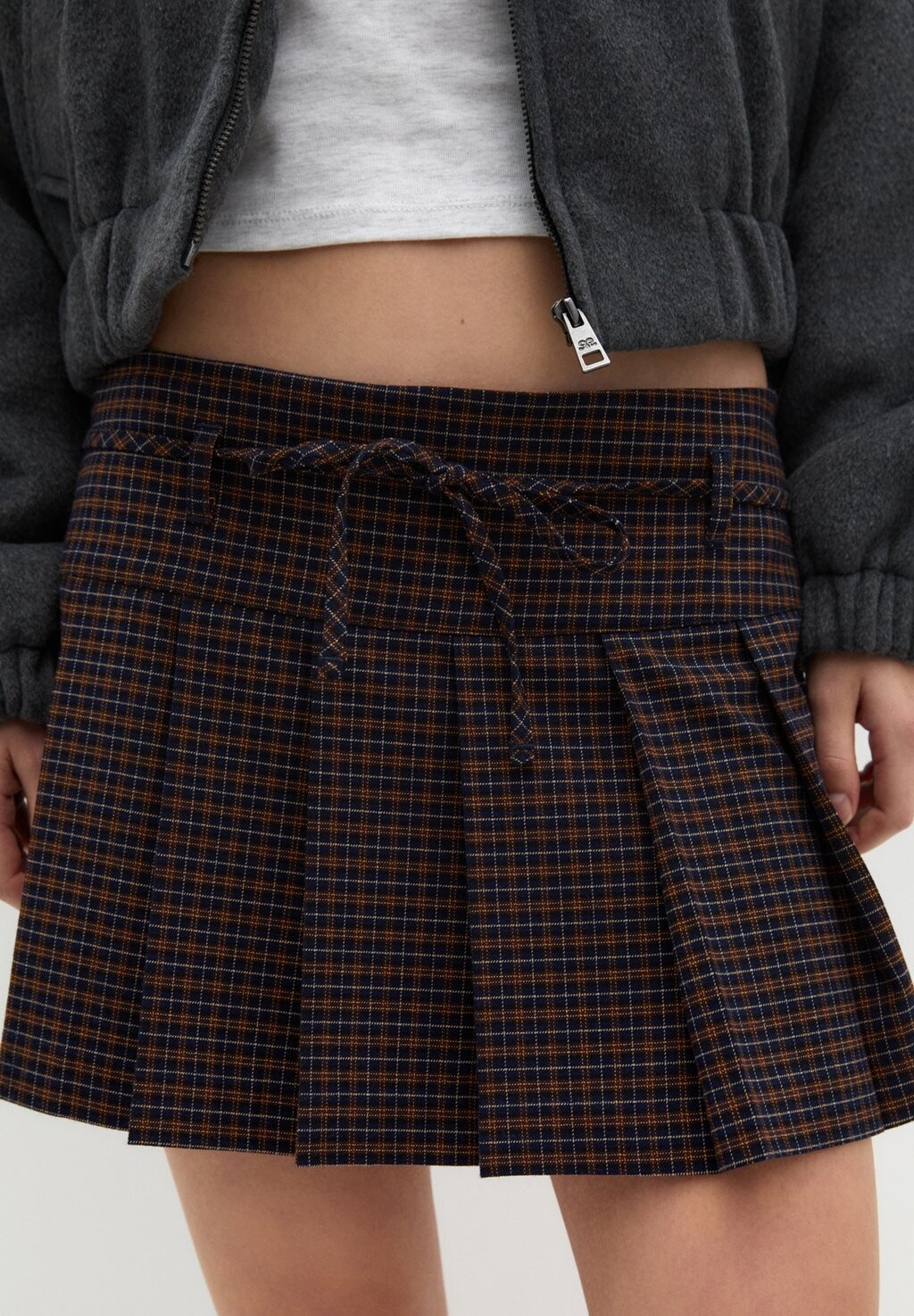 

Юбка плиссированная CHECK BOX PULL&BEAR, темно-синий
