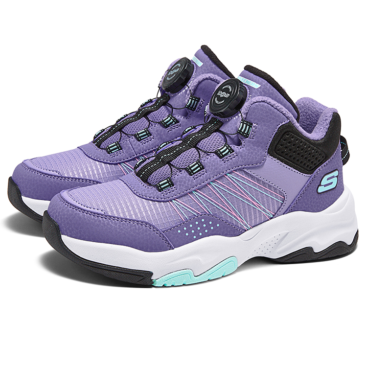 Нескользящие и износостойкие теплые детские сапоги выше колена Skechers Kids, фиолетовый/черный — фото 3