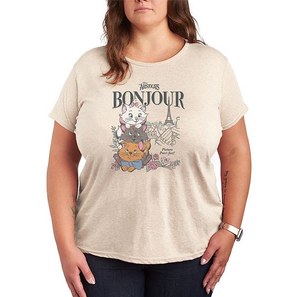 

Футболка с принтом Bonjour из мультфильма «Аристокаты» Plus size Disney, Beige