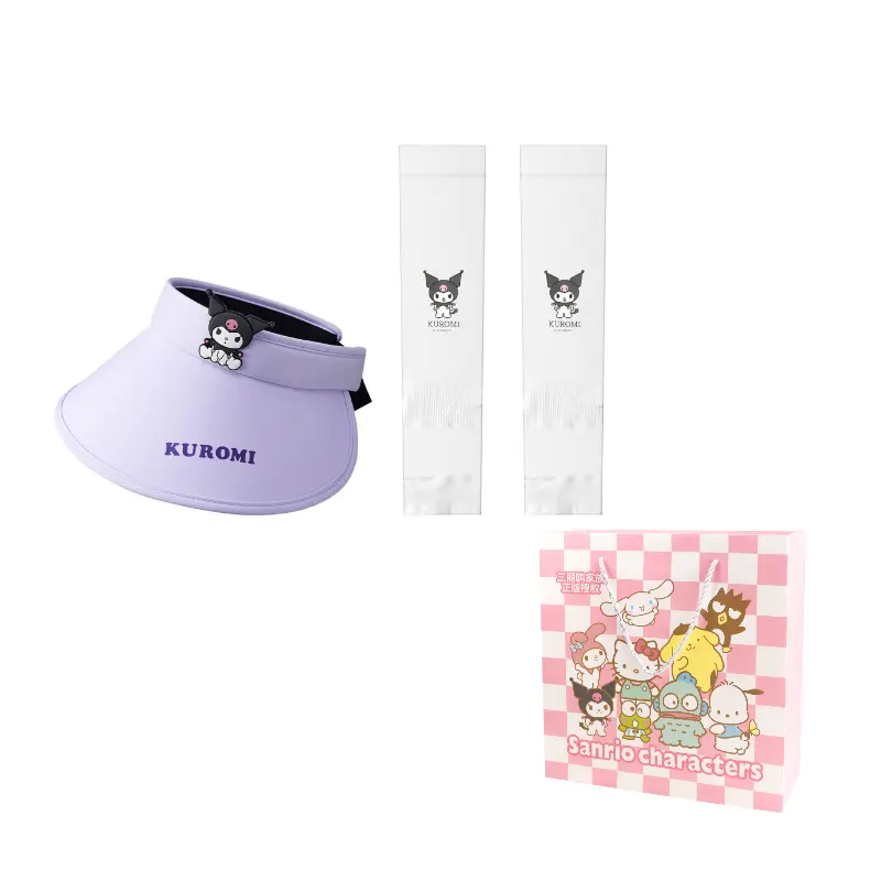 

Sanrio Куломская панама из полиамида унисекс, Kuromi Visor Sun Protection Hat+Cooling Arm Sleeves