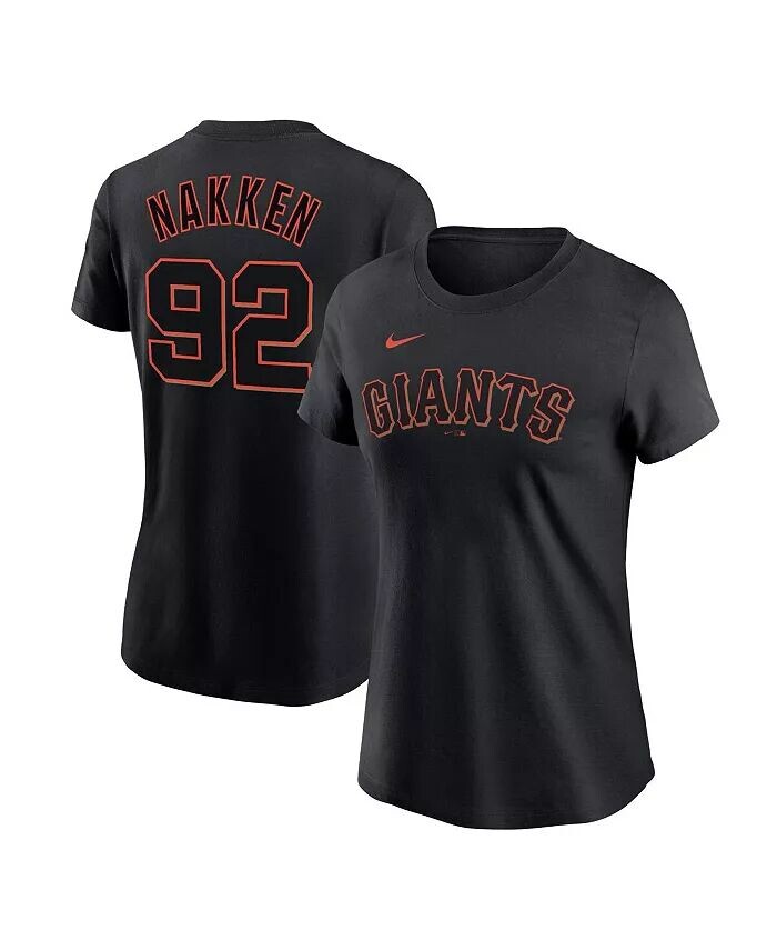 

Женская черная футболка с именем и номером San Francisco Giants Alyssa Nakken Nike