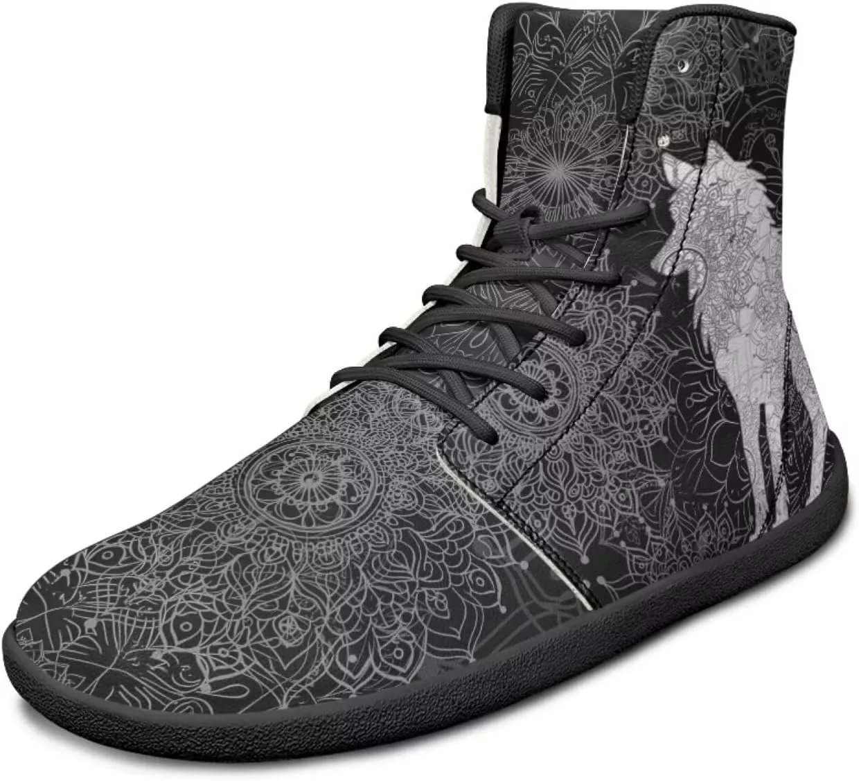 Мужские и женские босоножки Mens Wolves с высоким верхом, минималистичные кроссовки для трейл-раннинга с принтом лошади, босоножки с широкой носочной частью, кроссовки с принтом дракона Glomenade — фото 3