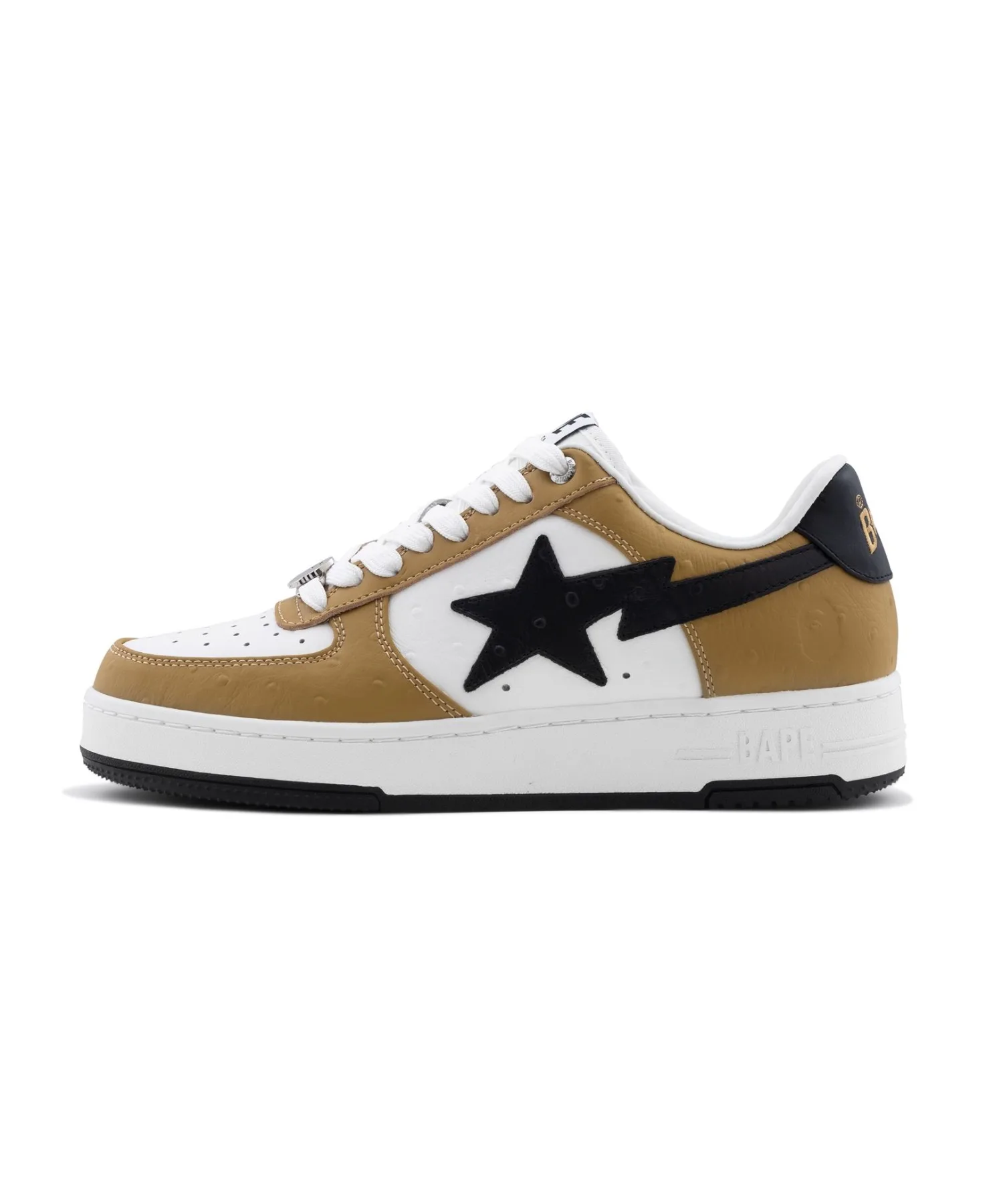 Мужские кроссовки из кафедральной кожи с тиснением BAPE STA #3 A BATHING APE красные — фото 2
