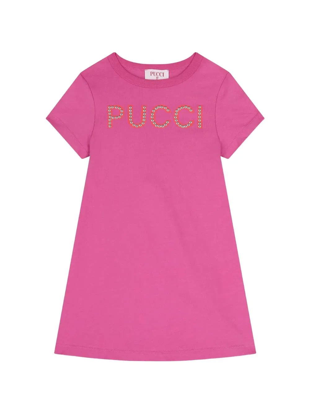 Платье с логотипом, украшенным стразами Pucci Junior, розовый