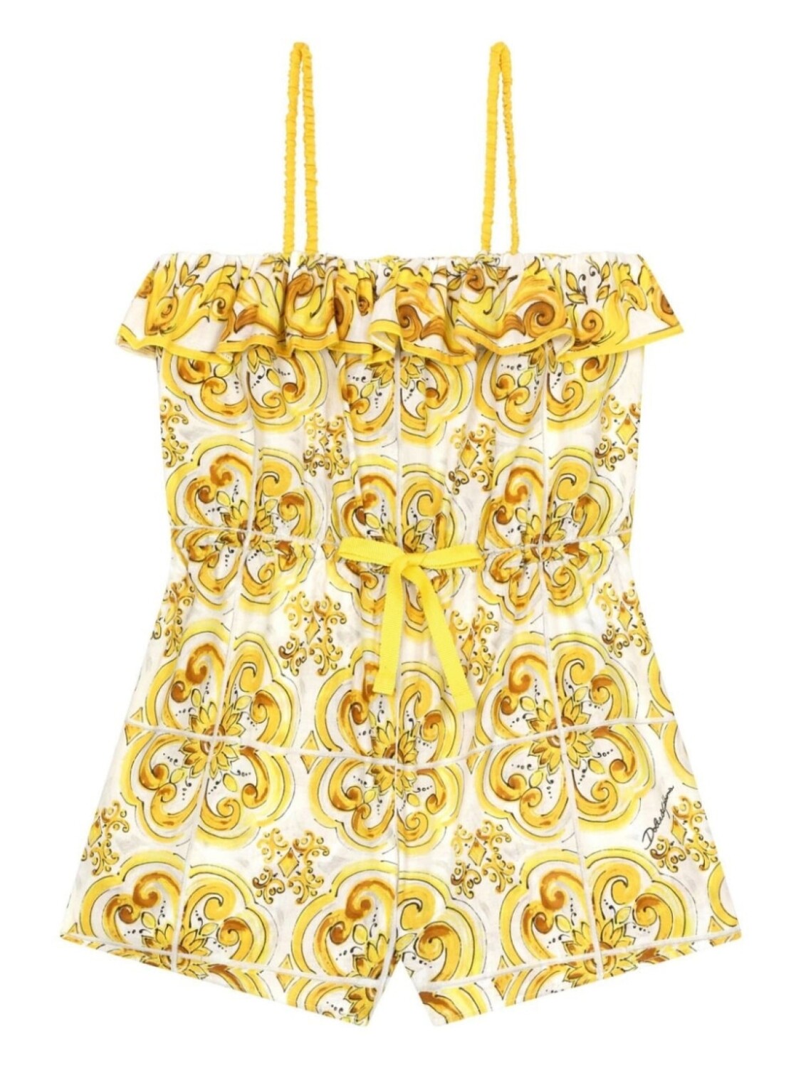 

Dolce & Gabbana Kids комбинезон с принтом Majolica, желтый
