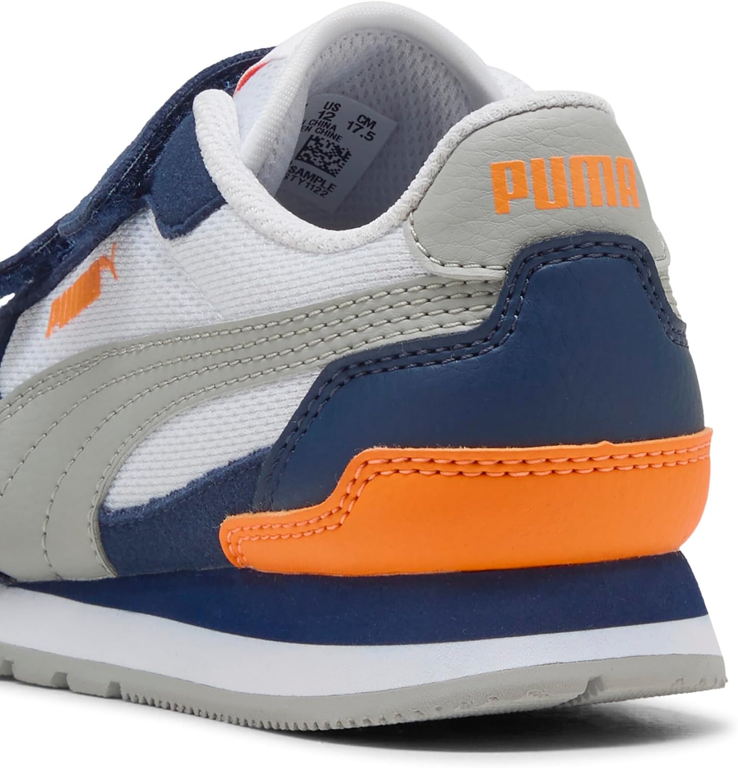Кроссовки Puma St Runner унисекс-детские на липучке, белый/синий/оранжевый/серый — фото 3