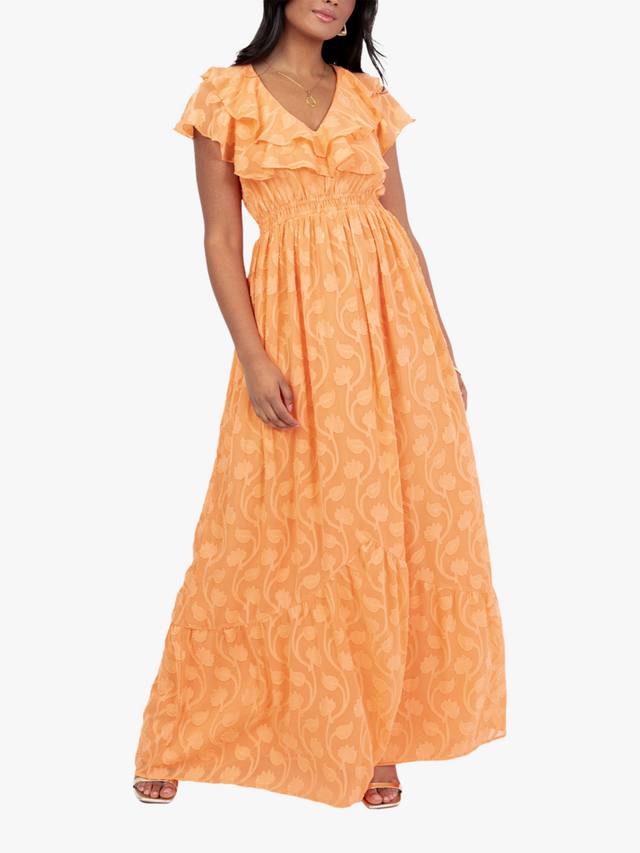 

Вышитое платье макси с цветочным принтом Lovedrobe, Orange