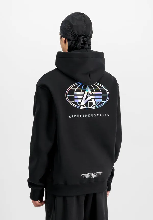

Толстовка с металлизированным принтом и логотипом мира Alpha Industries, Black, Черный, Толстовка с металлизированным принтом и логотипом мира Alpha Industries, Black