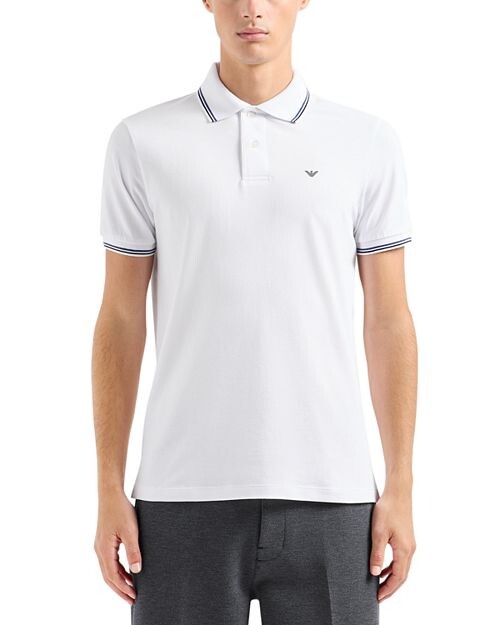 

Рубашка поло стрейч с короткими рукавами и кончиками Emporio Armani, цвет White