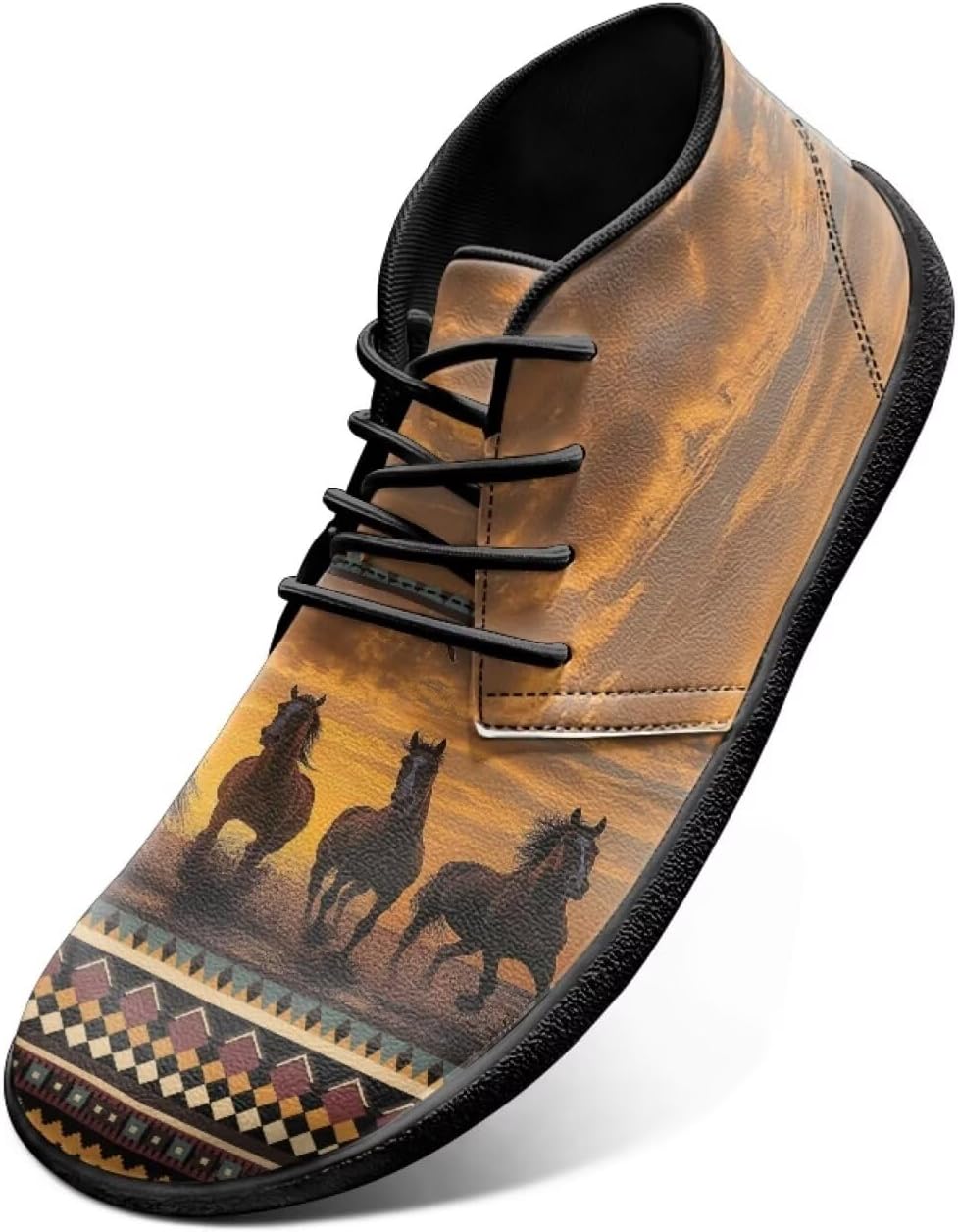 

Мужские минималистичные кроссовки Jeiento для ходьбы с широким носком, обувь, повседневные кроссовки, Aztec Horse Sunset