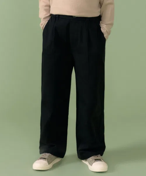 Брюки чинос MUSINSA STANDARD KIDS для мальчиков, широкие с начёсом чёрные