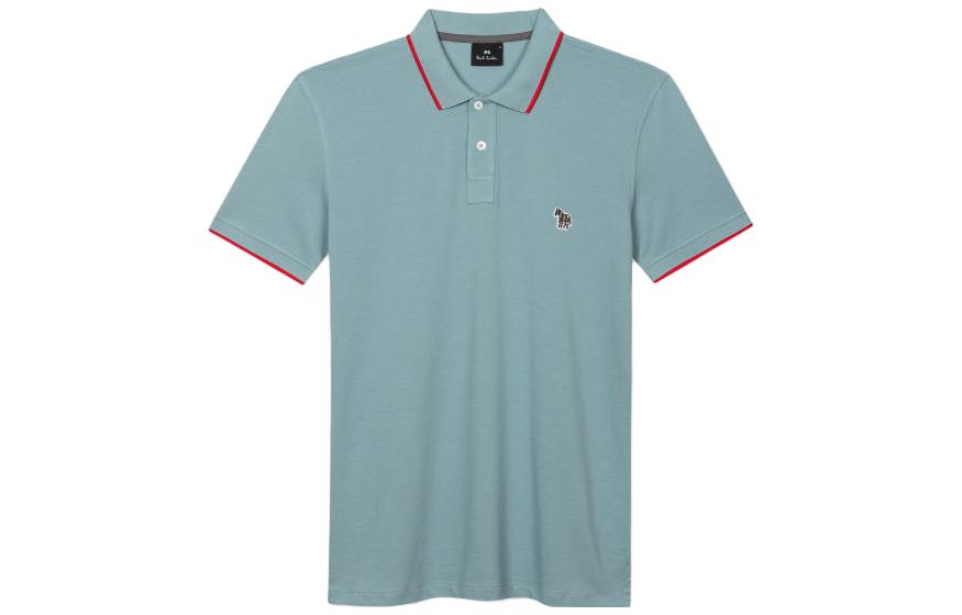 

Поло с прямой линией низа и вышивкой Zebra Paul Smith, светло-голубой, Синий, Поло с прямой линией низа и вышивкой Zebra Paul Smith, светло-голубой