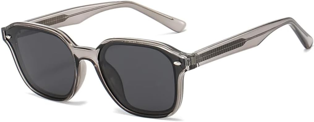 

Квадратные солнцезащитные очки для женщин и мужчин с металлическим сердечником и заклепками, защита от УФ-излучения UV400, для отдыха и путешествий TVTBBVV, Champagne Gray