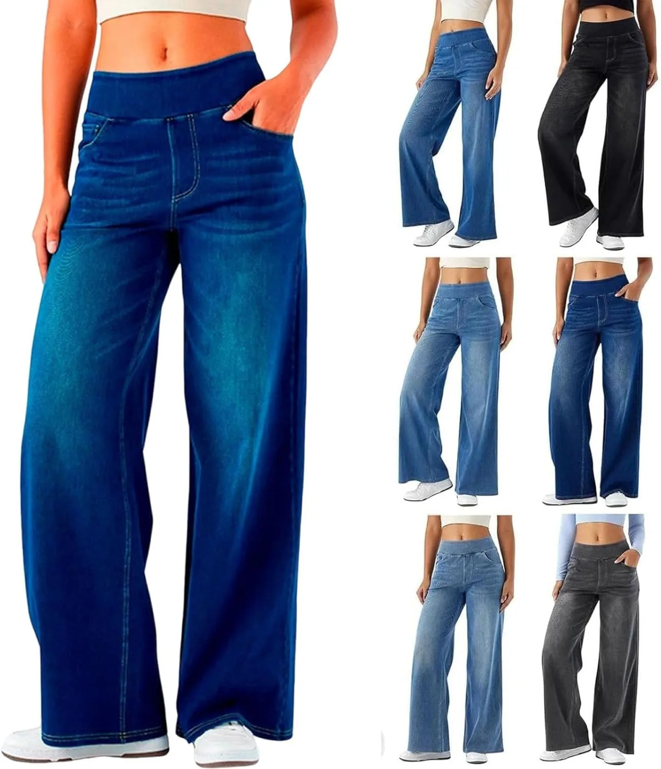 Женские джинсы sweatpant, высокие с карманами