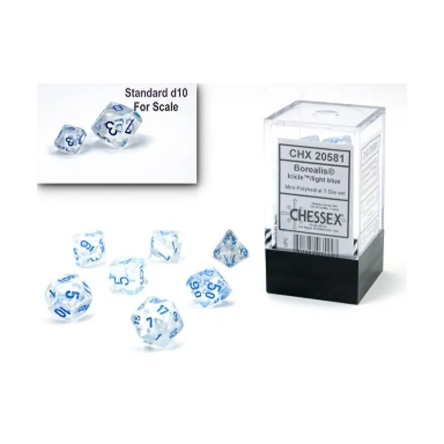 

Мини-набор Poly Poly — сосулька с голубым (7), Dice - Miniature 10mm & 5mm (Chessex)