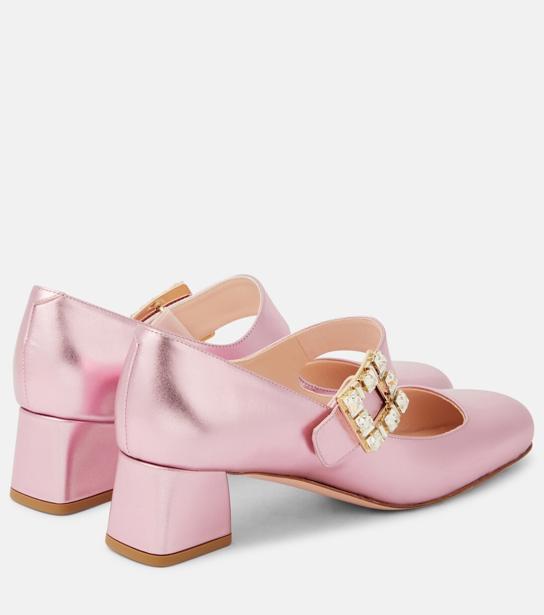 Туфли мэри джейн из металлизированной кожи très vivier Roger Vivier, розовый — фото 3