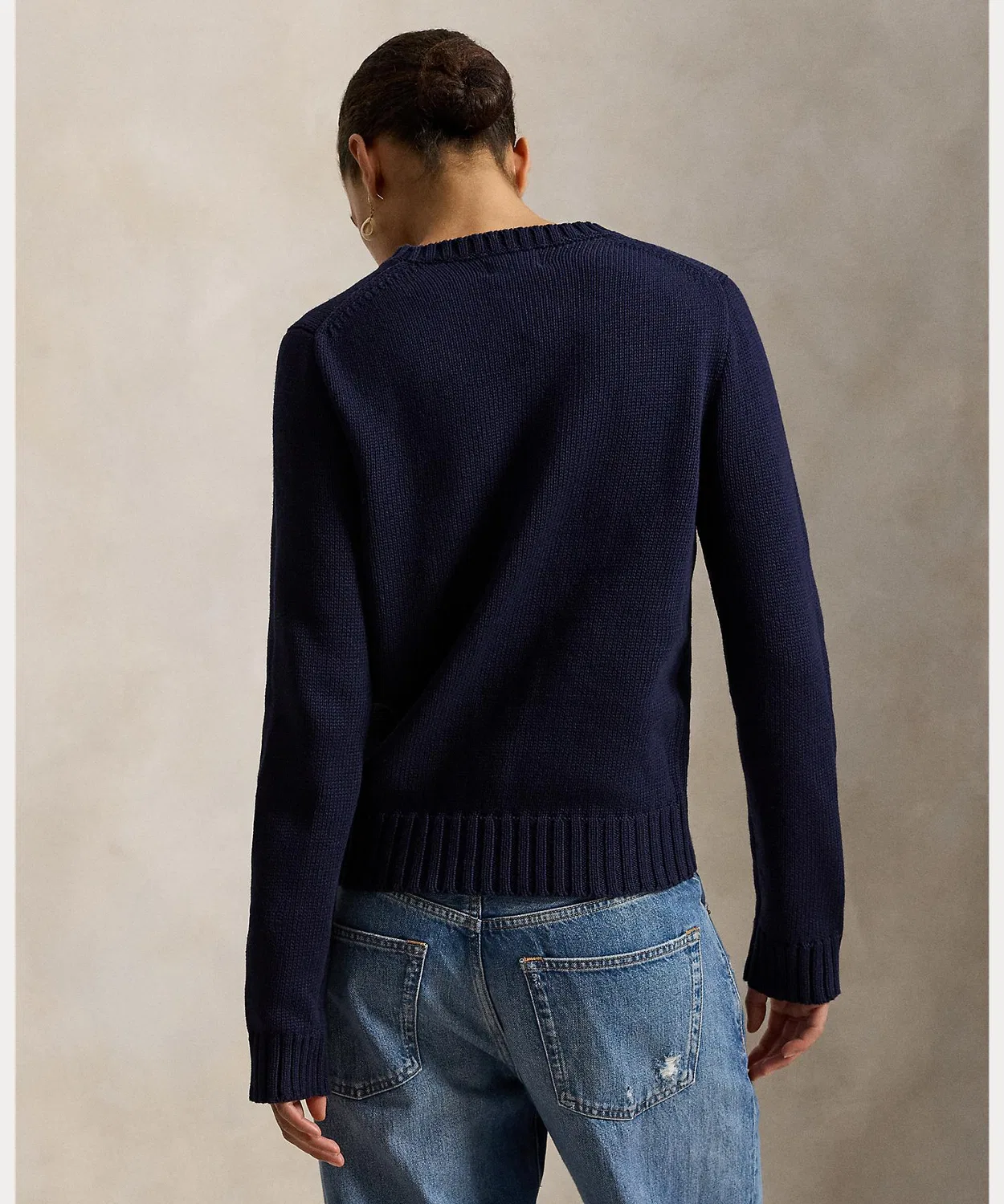 Свитер с флагом, хлопковый, Polo Ralph Lauren, прямой крой, тёмно-синий — фото 4