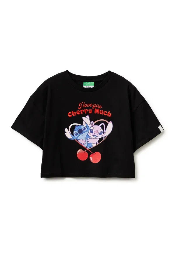 Футболка United Colors Of Benetton Boxy fit t-shirt disney lilo & stitch.. print t-shirt, черный