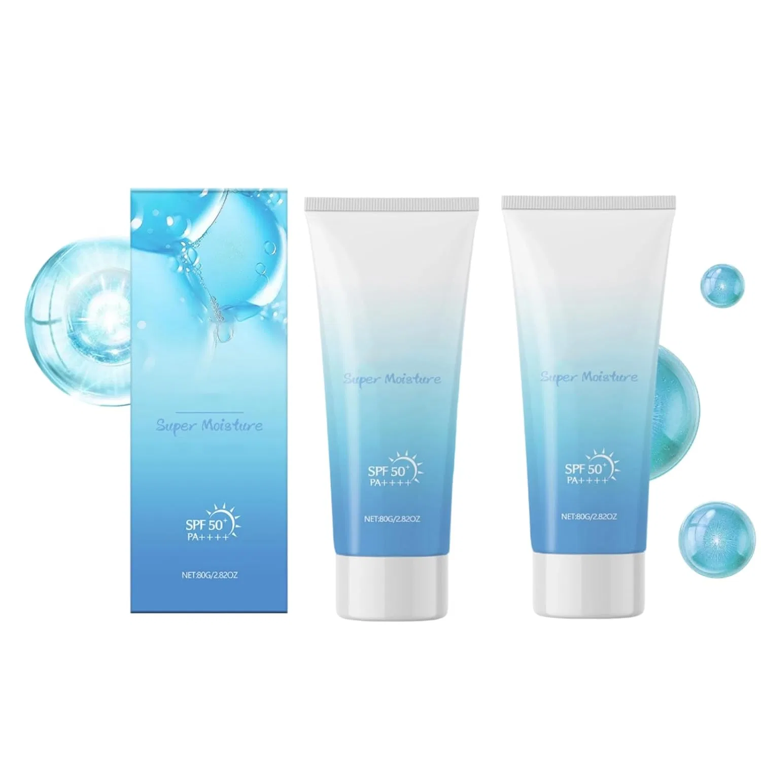 Солнцезащитный гель SPF 50+ увлажняющий и водостойкий, 80 г Generisch, 2Pc