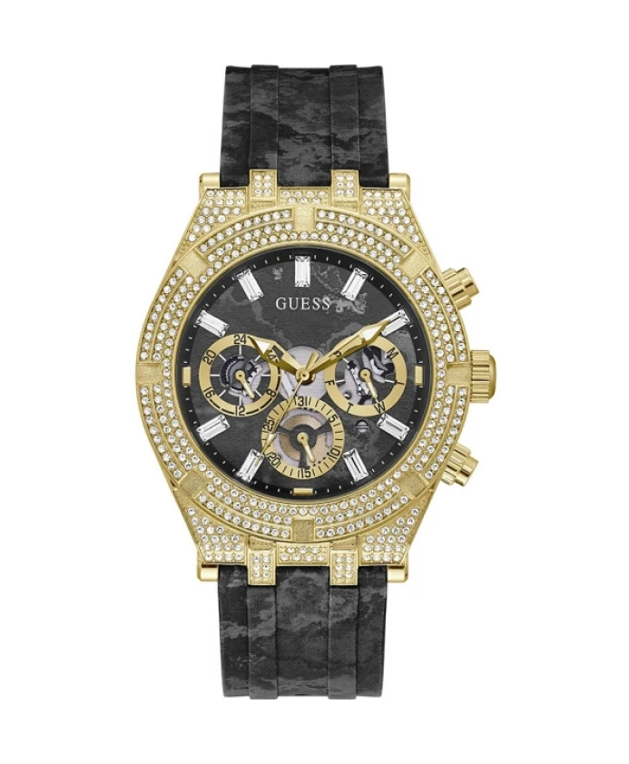 

Золотые кварцевые мужские часы из нержавеющей стали Guess, желтый