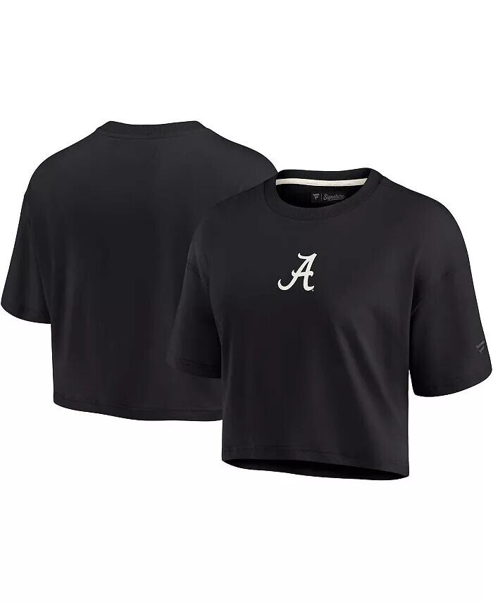 

Женская черная укороченная футболка Alabama Crimson Tide Super Soft Boxy Fanatics Signature