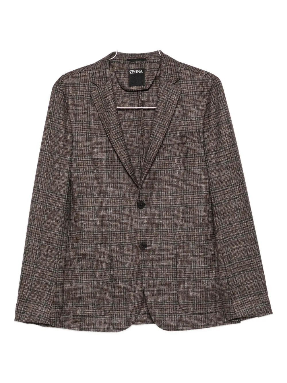

Клетчатый пиджак на двух пуговицах Zegna, коричневый