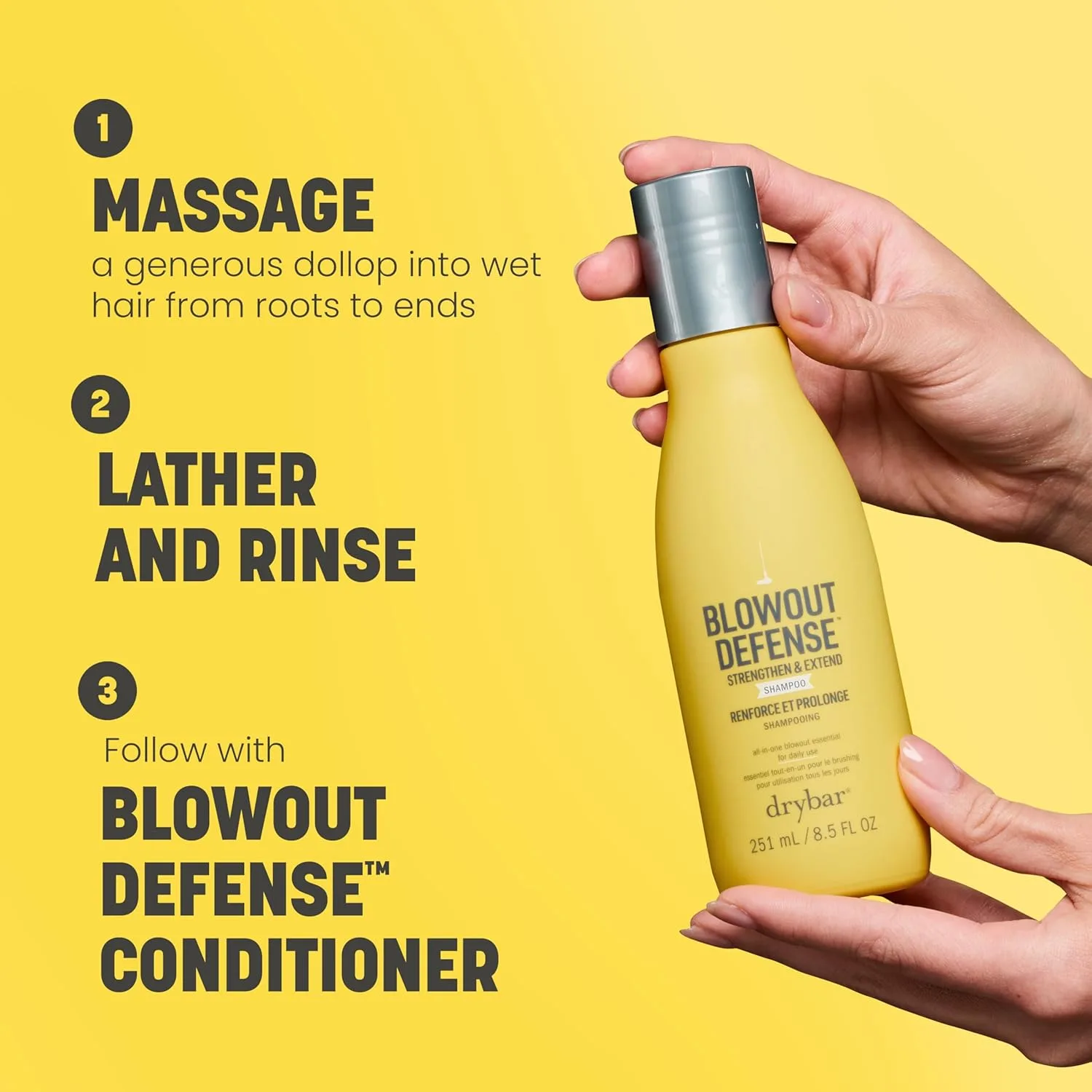 Кондиционер Drybar Blowout Defense Strengthen & Extend, легкая текстура, увлажняет, распутывает, уменьшает ломкость, не накапливается на волосах, обеспечивает длительную укладку. — фото 3