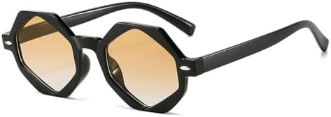 

Солнцезащитные очки в стиле ретро Polygon 2026 для женщин, модные градиентные очки с защитой от УФ-излучения UV400, солнцезащитные очки для мужчин с заклепками MTZJH, Black Orange