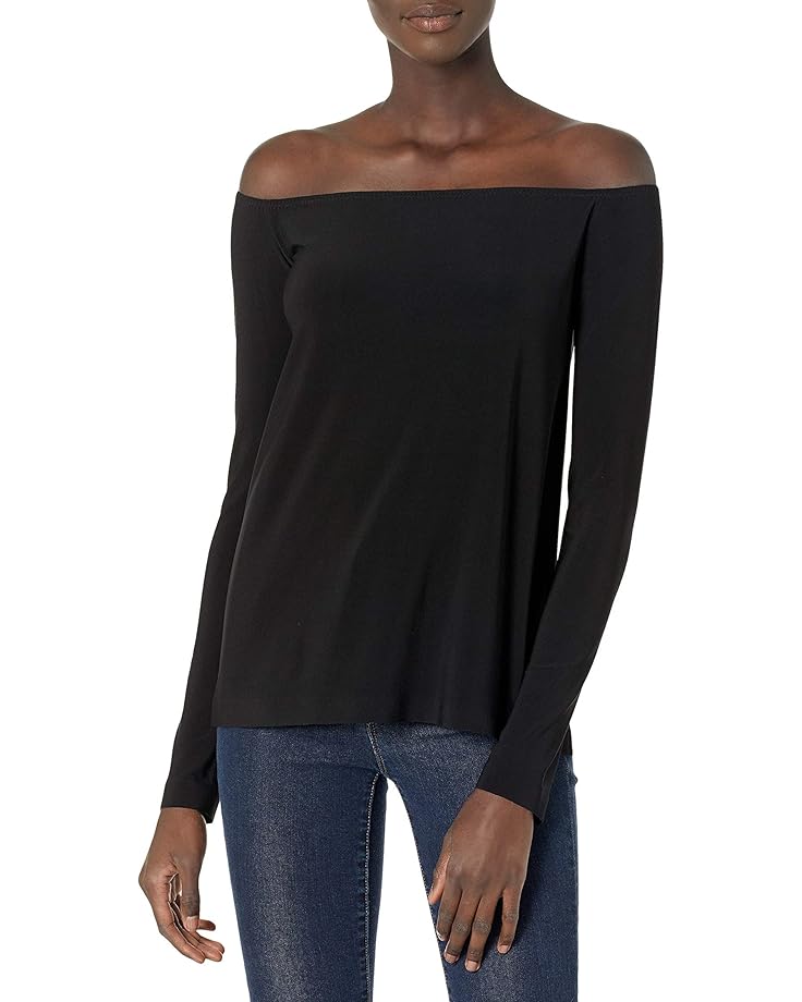 

Топ Norma Kamali Long Sleeve Off Shoulder Top, черный