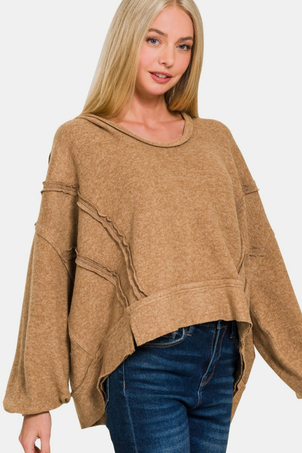 

Толстовка с капюшоном Hacci с открытым швом FASHNZFAB, коричневый