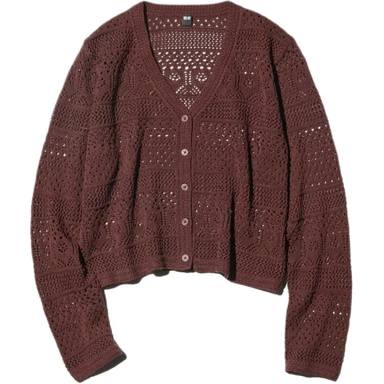 Кардиган женский V-образный вырез SS26 Knitwear Dark Umber Moderate UNIQLO