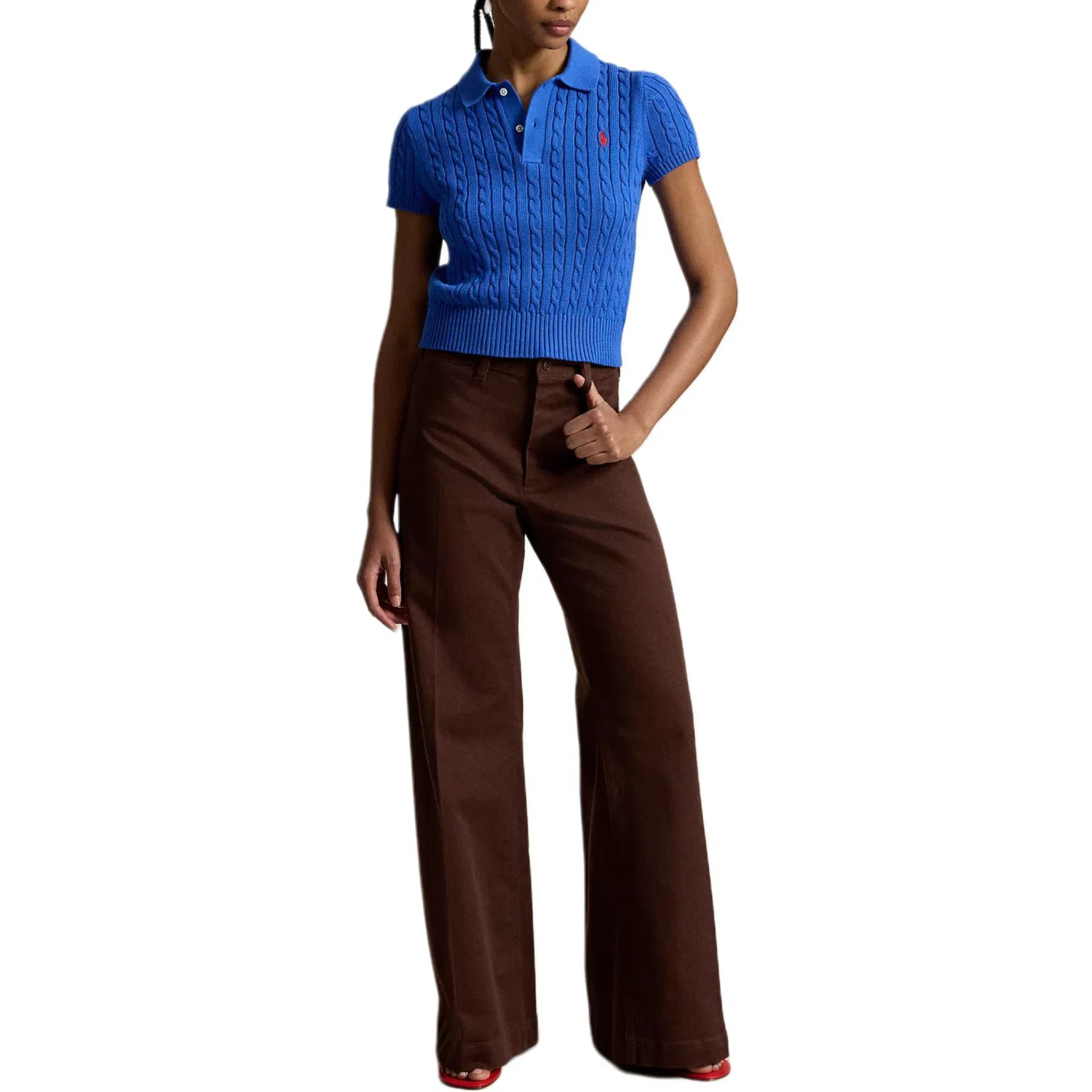 Кардиган Polo с вышитым пони, вязка коса Polo Ralph Lauren, Formal Blue — фото 4