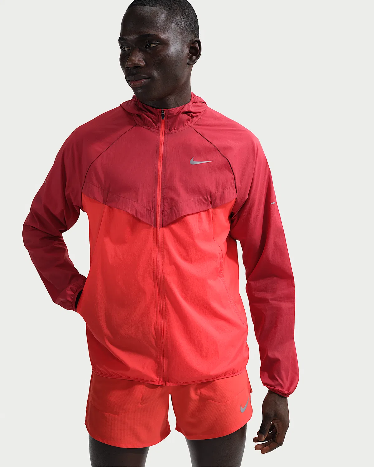 Мужская ветровка Nike Stride Repel UV для бега, Team Crimson/Light Crimson