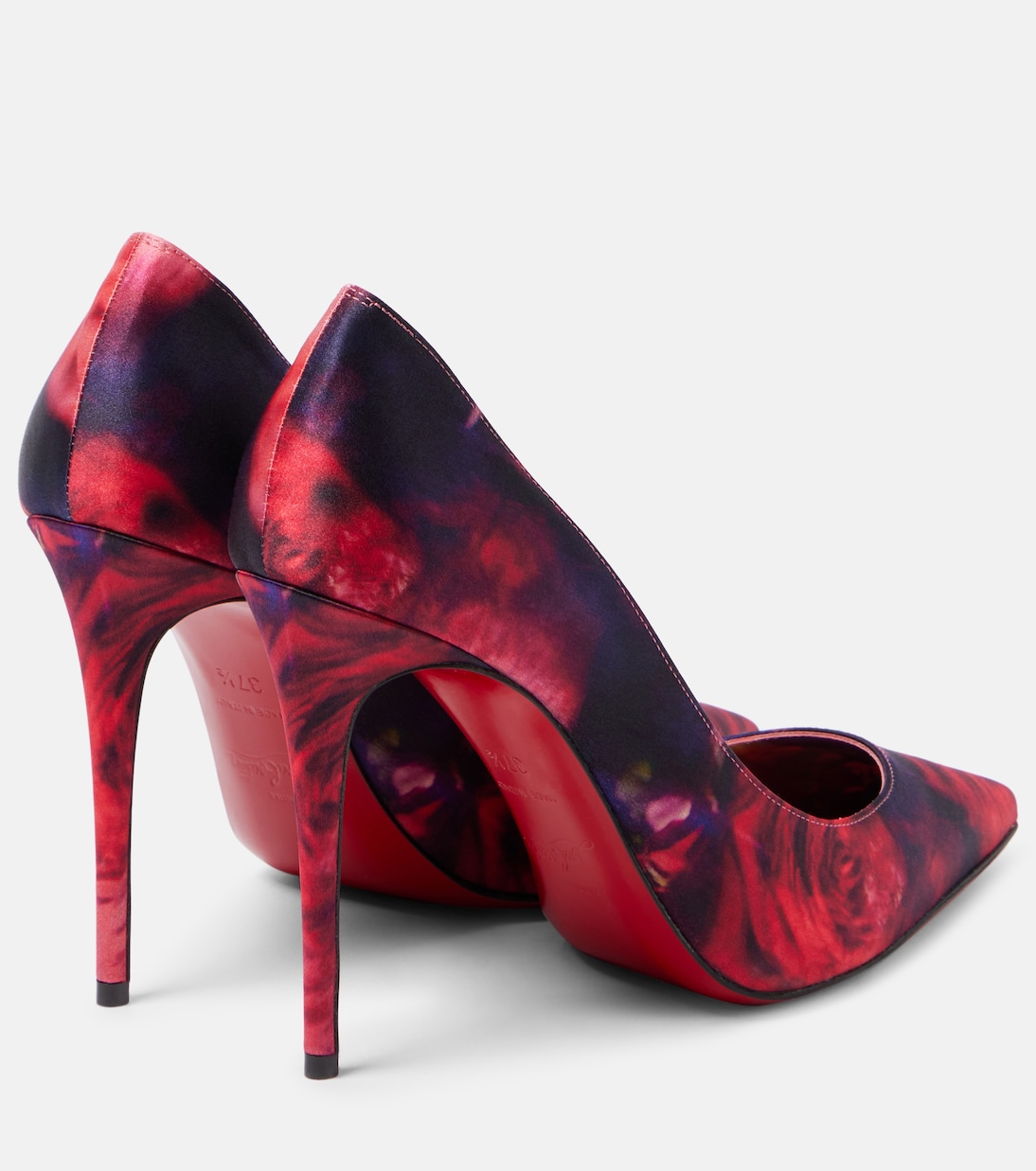 Туфли Kate 100 из цветочного атласного крепа Christian Louboutin, Multi/Lin Multi — фото 2