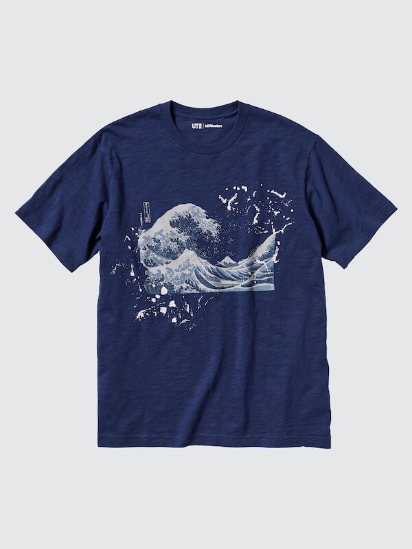 

Футболка с графическим рисунком hokusai art of water ut Uniqlo, синий