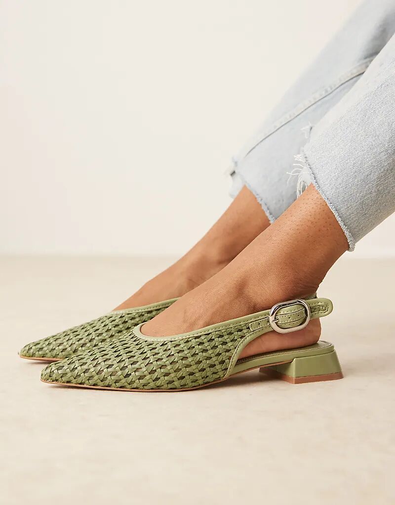 Балетки Leonora с открытой пяткой от ASOS DESIGN, плетеные, шалфейно-зеленого цвета