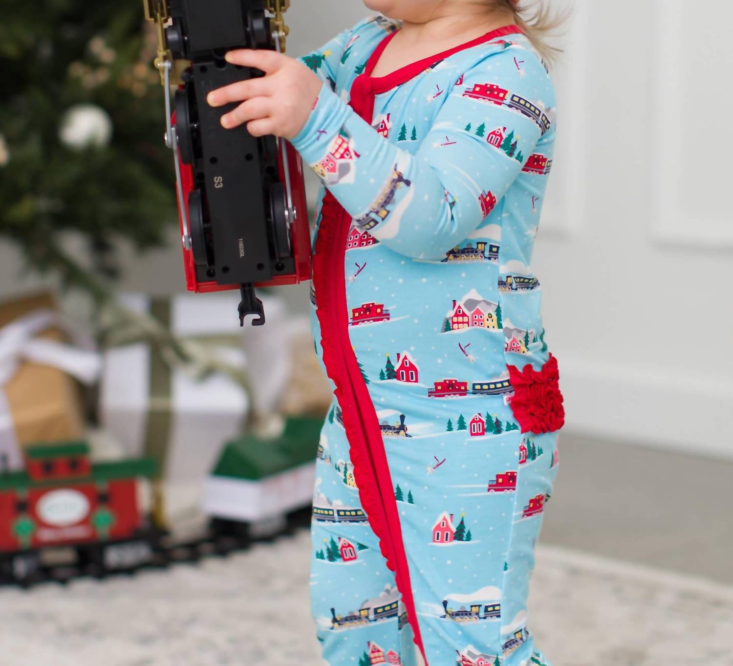 

Пижама для девочек Winter Express из бамбуковой вискозы с оборками, синяя RuffleButts