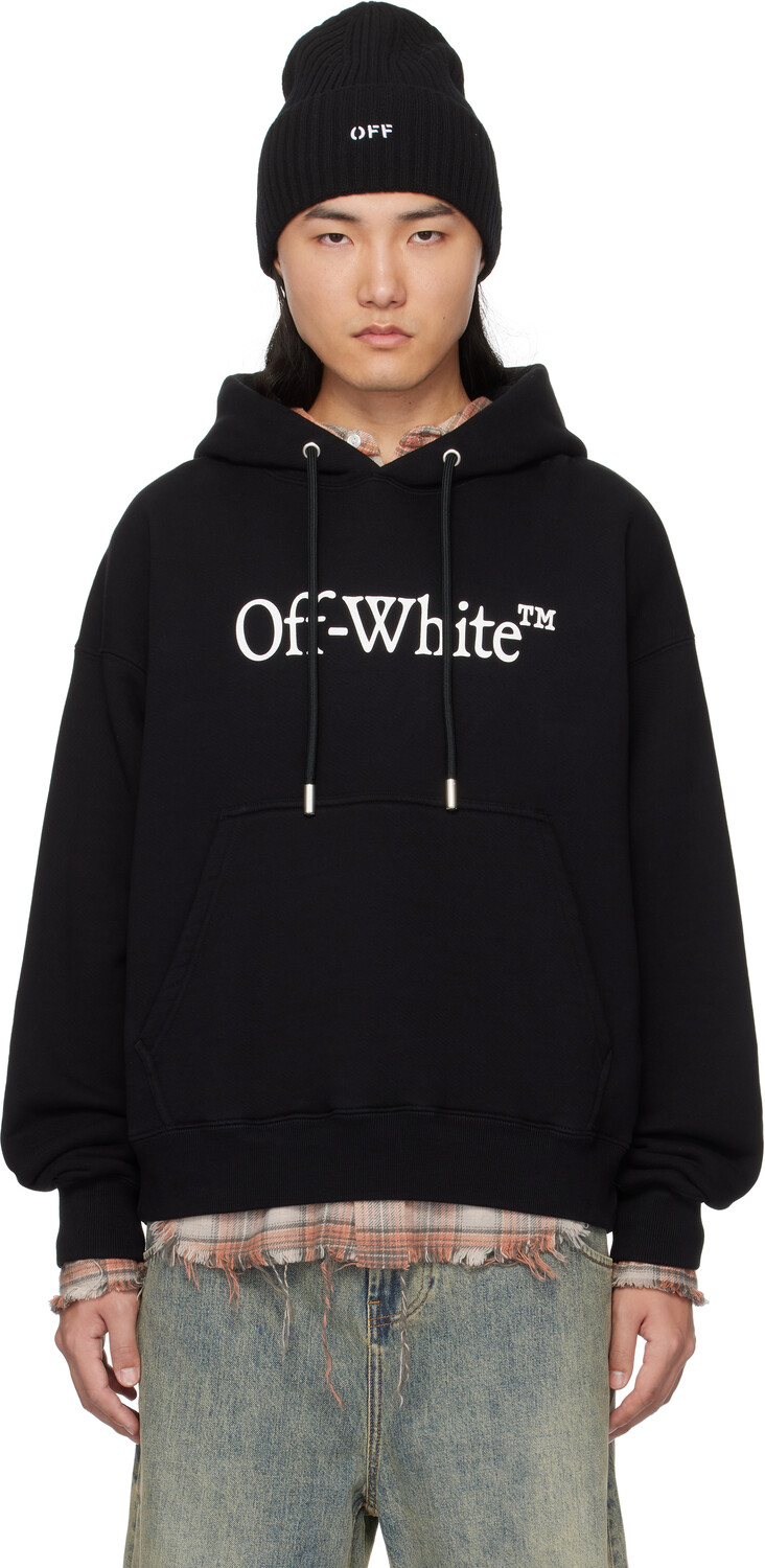 

Черная большая книжная толстовка с капюшоном для скейтбординга Off-White, черный/белый