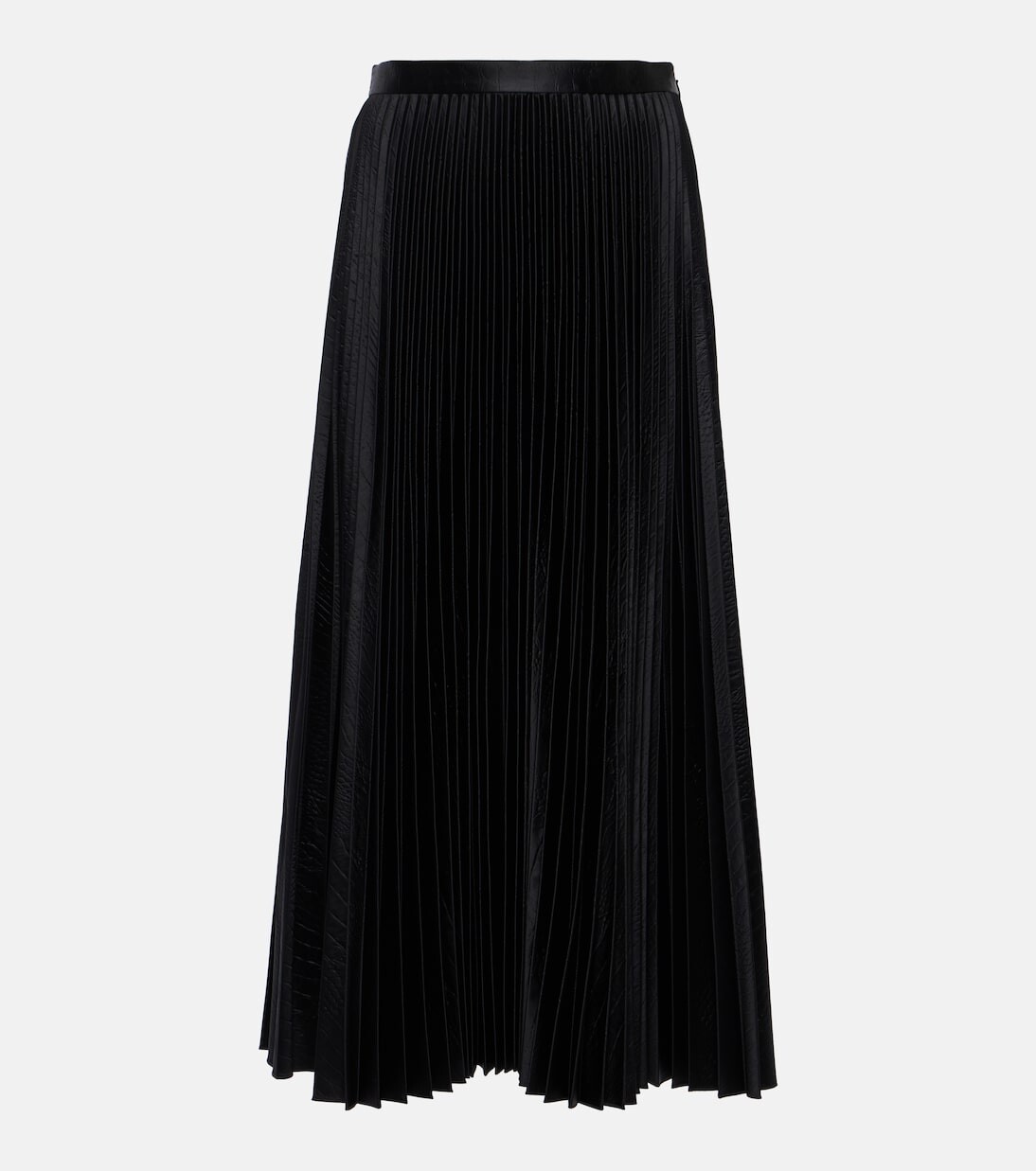 

Плиссированная атласная юбка миди с эффектом крокодила Alaïa, черный