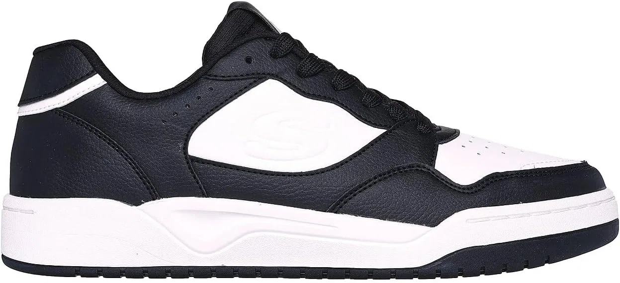 Кроссовки Skechers Unisex Koopa Volley Low Varsity Trainers, Black And White Duraleather Leather Mesh — фото 2