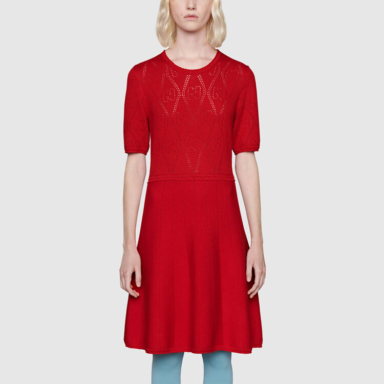 Платье Gucci с узором, красный — фото 3