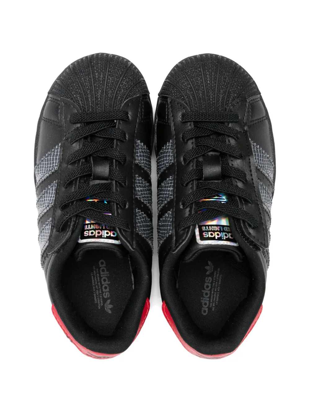 Кожаные кроссовки с эффектом чешуи Adidas Originals Kids, черный — фото 3