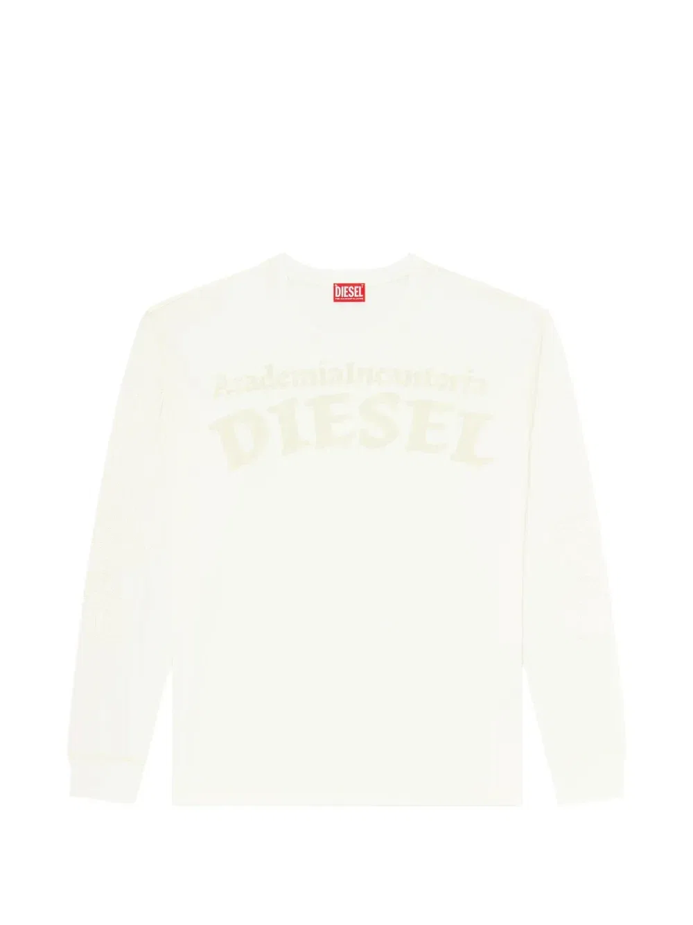Футболка с необработанными краями и вышивкой DIESEL, бежевый