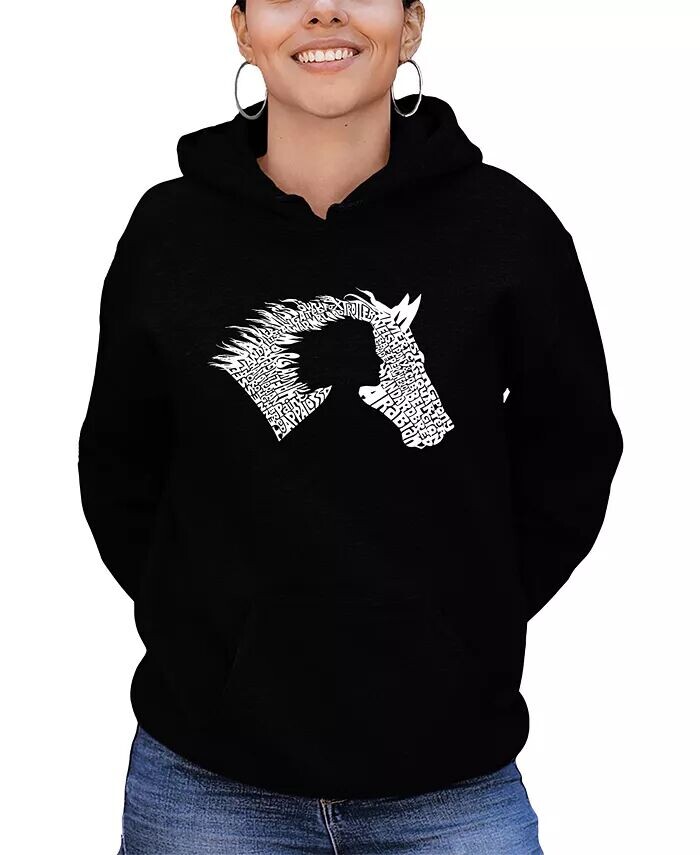 

Женская толстовка с капюшоном Word Art Girl Horse La Pop Art, черный