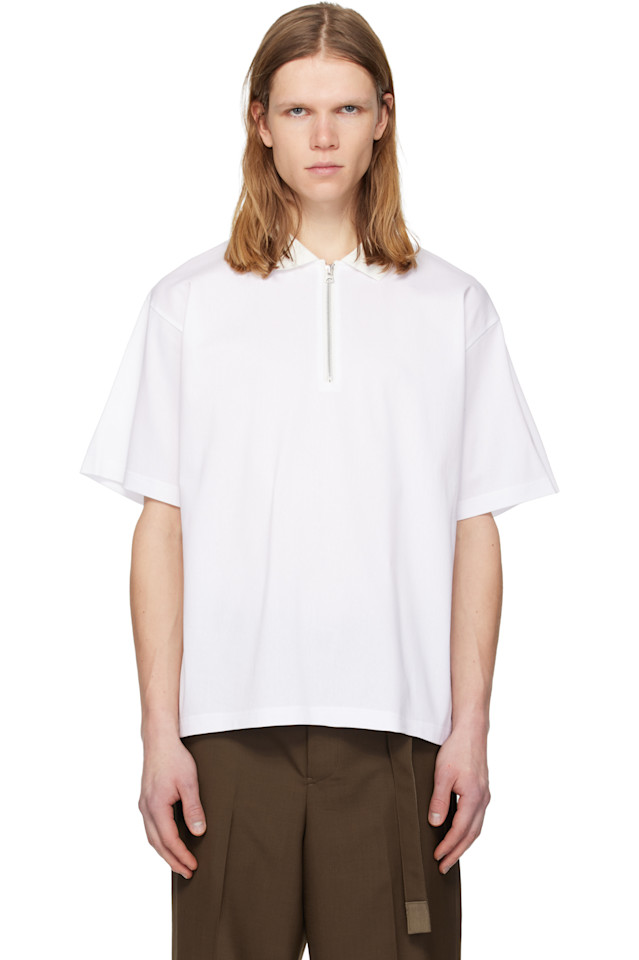 

Поло из хлопкового трикотажа Sacai, белый