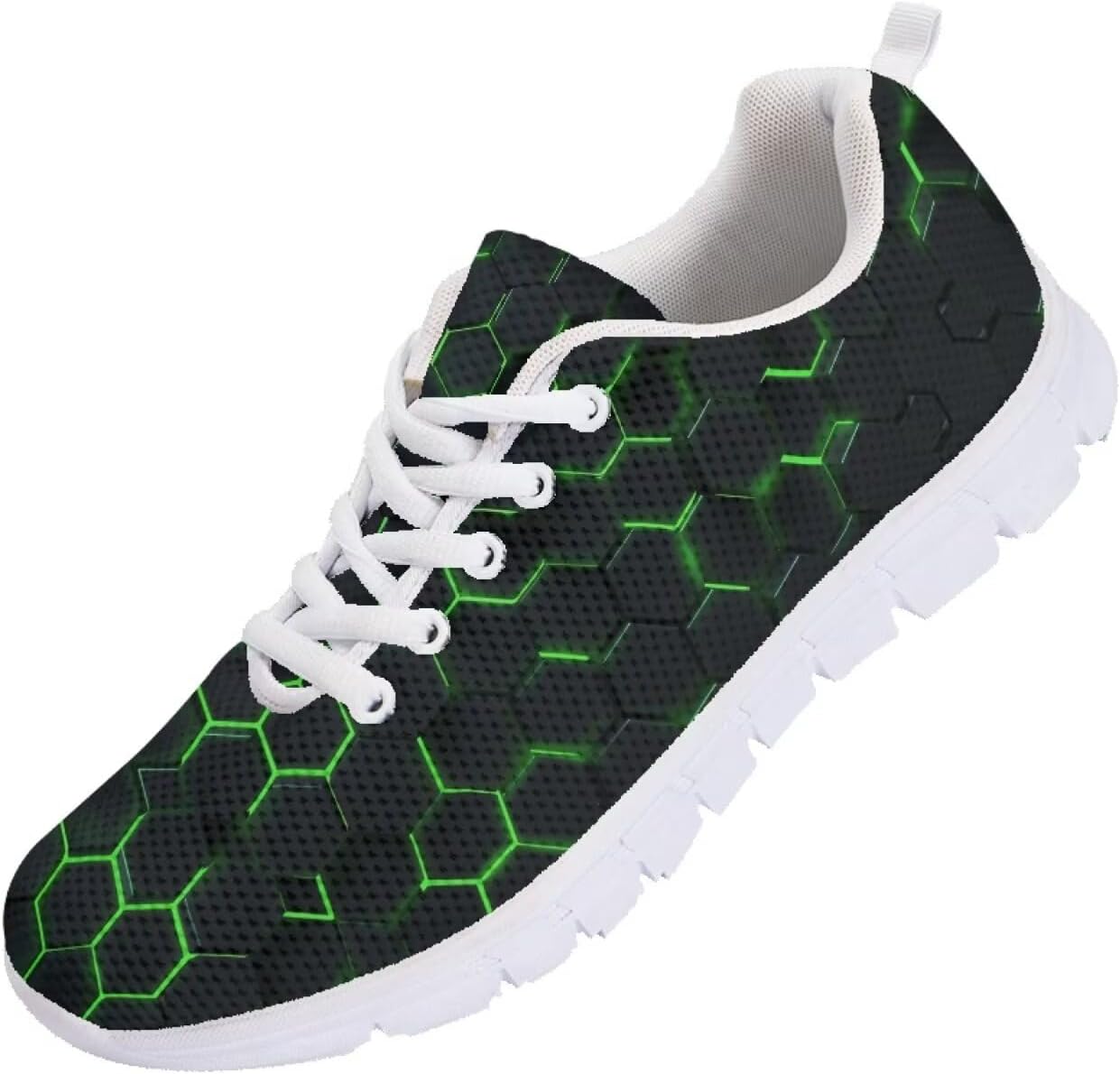 

Мужские кроссовки Funnydude Funny Print легкие спортивные повседневные беговые обувь для мужчин, Neon Hexagon