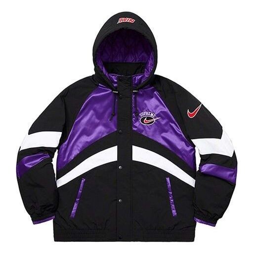 

Куртка x nike hooded sport jacket 'black purple white' Supreme, черный